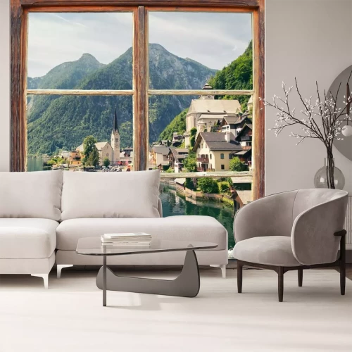 Papier peint  Chalets au bord d'un lac