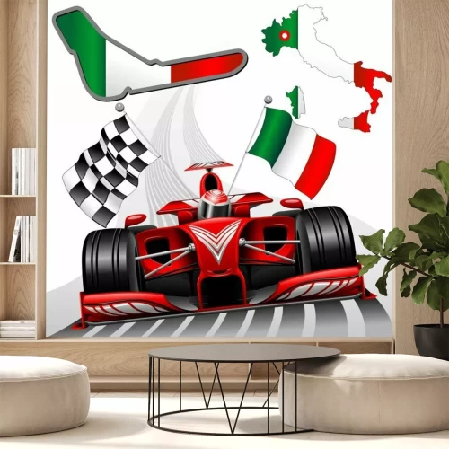 Papier peint  Voiture de Formule 1 avec drapeau italien