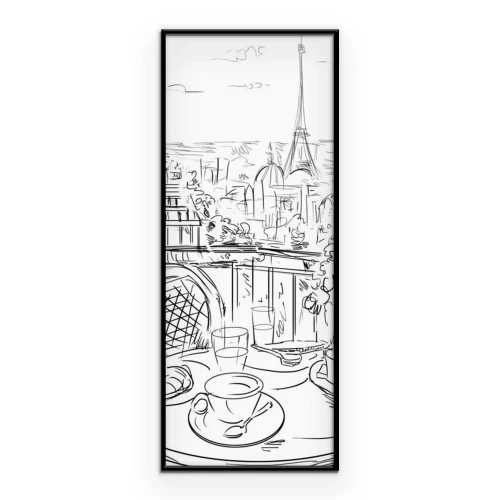 Poster  Vue caricaturale de Paris et de la tour Eiffel depuis le balcon