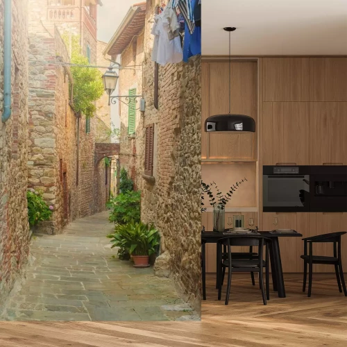 Papier peint  Ruelle ensoleillée village italien