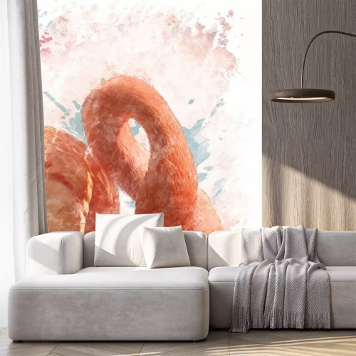 Papier peint  Illustration pittoresque d'un oiseau rose