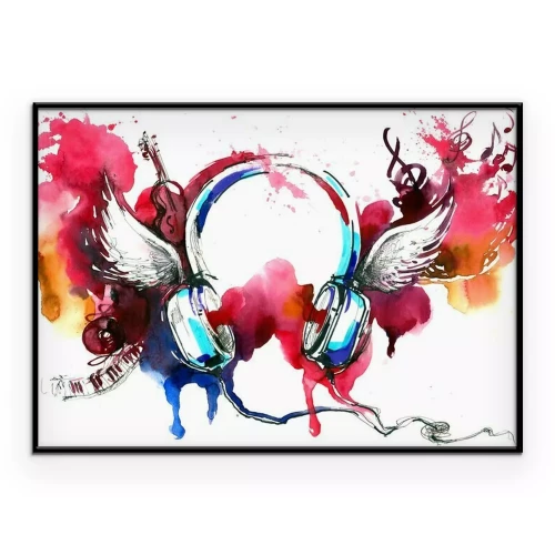 Poster  Casque audio peint à l'aquarelle