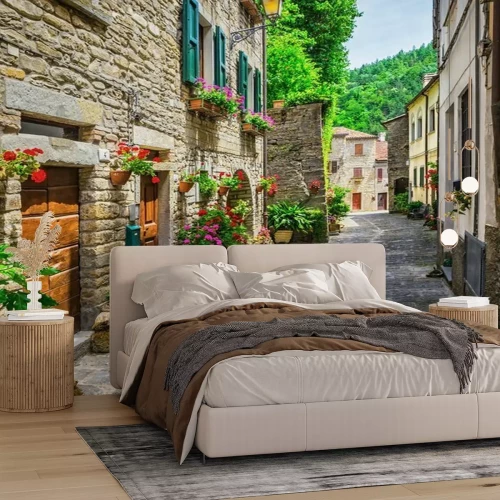Papier peint  Ruelle italienne colorée