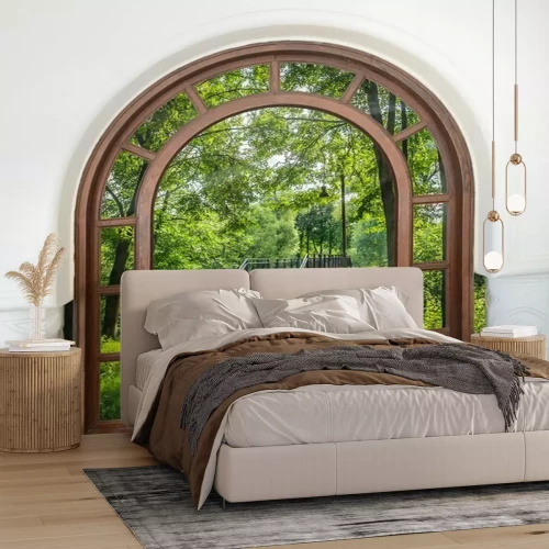 Papier peint  Une arche de pierre surplombant un parc