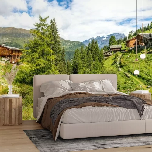 Papier peint  Chalets italiens dans les montagnes