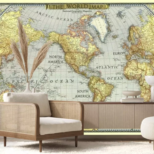 Papier peint  Une carte du monde vieillie au style rétro