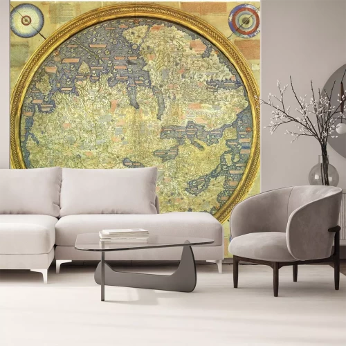 Papier peint  Une carte du monde orientale Cadre circulaire