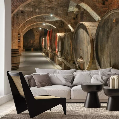 Papier peint  Cave avec des tonneaux de vin