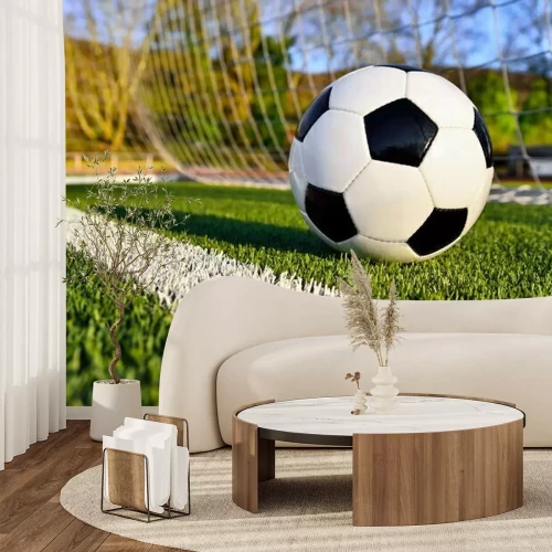 Papier peint  Ballon de football derrière la ligne de but
