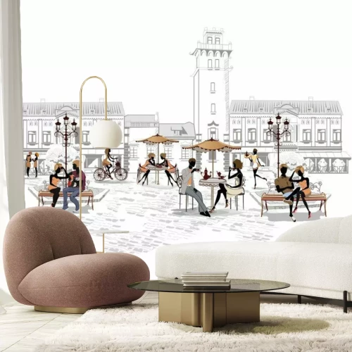 Papier peint  Jardin de café en ville