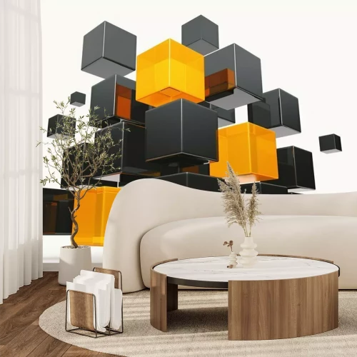 Papier peint  Résumé 3D architectural de cubes réfléchissants