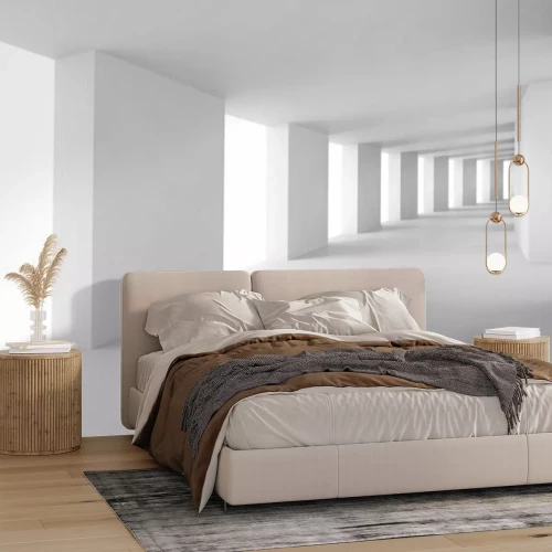 Papier peint  Un couloir blanc avec des reflets 3D