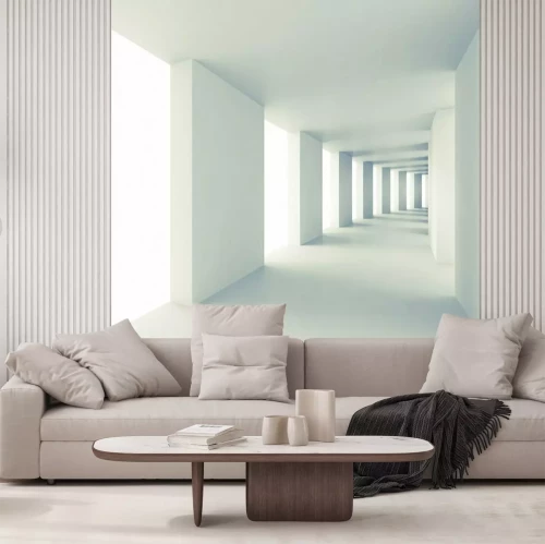 Papier peint  Tunnel blanc avec colonnes 3D