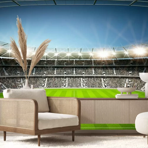Papier peint  Un stade de football rempli sous un ciel nocturne