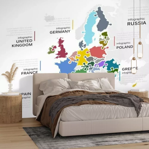 Papier peint  L'Europe en couleurs sur une carte