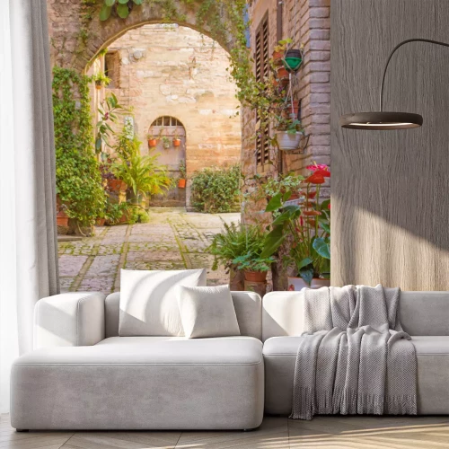 Papier peint  Passage couvert de plantes