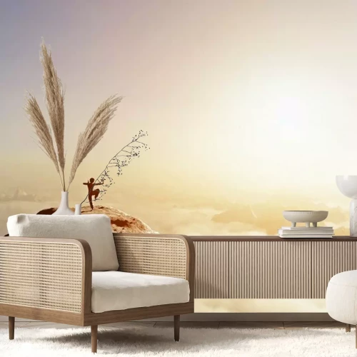 Papier peint  Asiatique, combattant pratique les arts martiaux en haute montagne