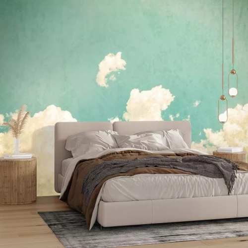 Papier peint  Ciel bleu avec nuages vintage