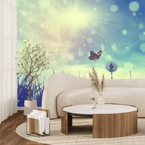 Papier peint  Papillon et le pissenlit