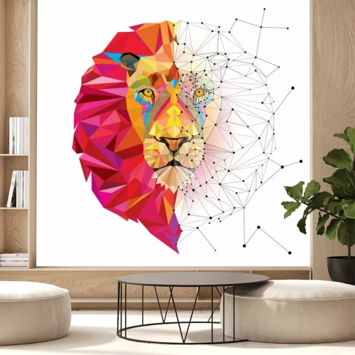 Sticker  Lignes et couleurs géométriques de tête de lion de lions