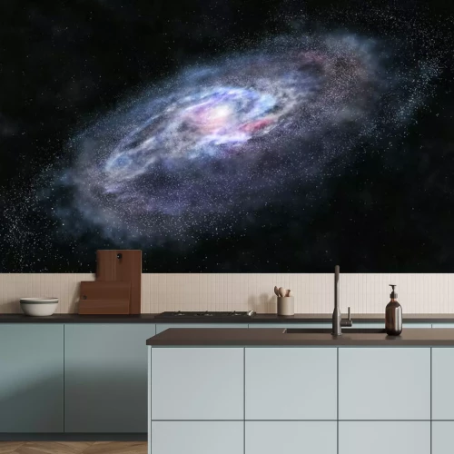 Papier peint  Galaxie bleue dans l'espace sombre