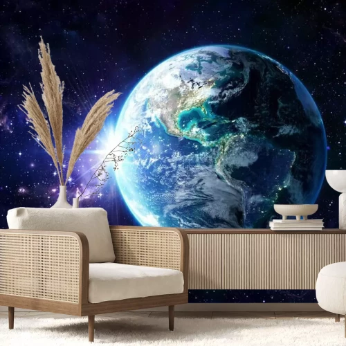 Papier peint  Le soleil derrière la planète Terre