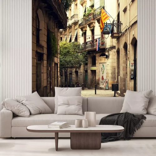 Papier peint  Ruelle aux drapeaux colorés