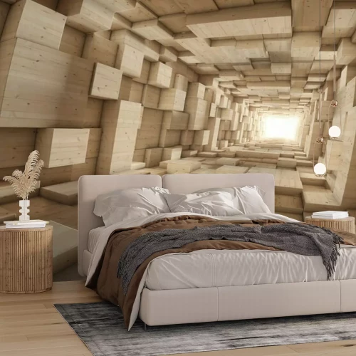 Papier peint  Un tunnel en bois 3D