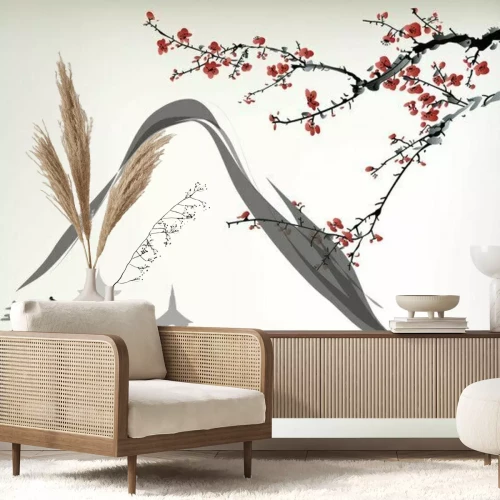 Papier peint  Paysage oriental avec le mont Fuji