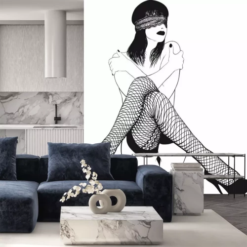 Papier peint  Femme portant un masque noir