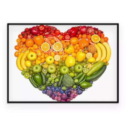Poster  Coeur arc en ciel de fruits et légumes