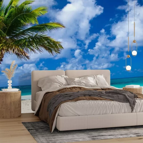 Papier peint  Mer et palmier sur la plage