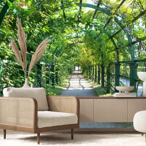 Papier peint  Tunnel vert de vignes