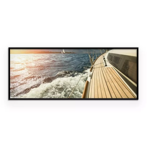 Poster  Vue sur la mer et le soleil depuis le pont d'un yacht