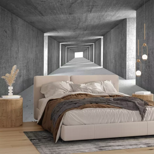 Papier peint  Tunnel en béton avec points lumineux