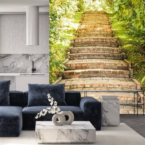 Papier peint  Escalier vintage dans un jardin