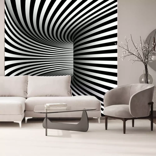 Papier peint  Tunnel à rayures noires et blanches