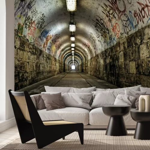 Papier peint  Tunnel avec des graffitis