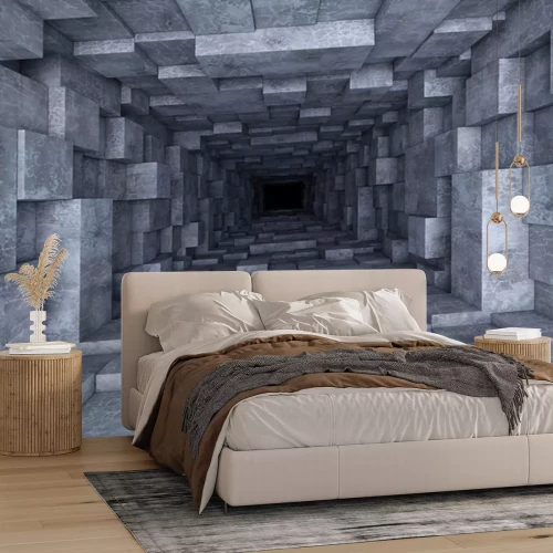 Papier peint  Tunnel géométrique sombre