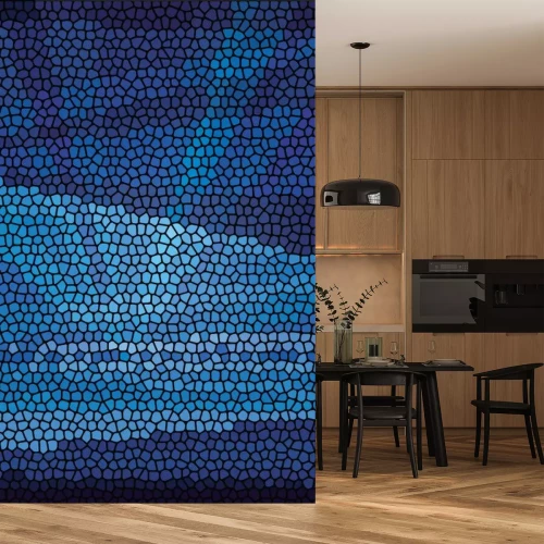 Sticker  Mosaïque monochrome bleue