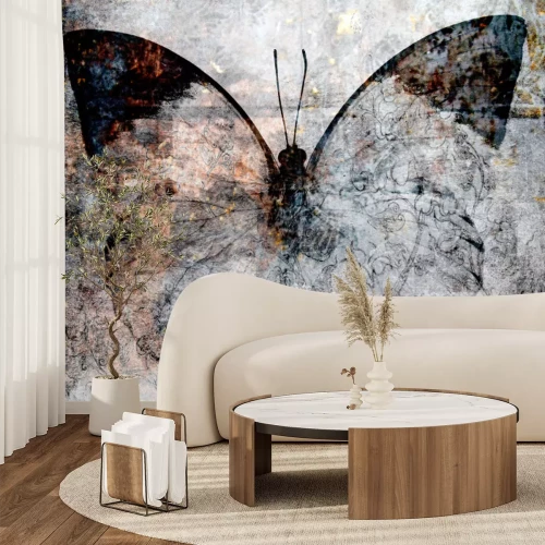 Sticker  Papillon sur une illustration rétro