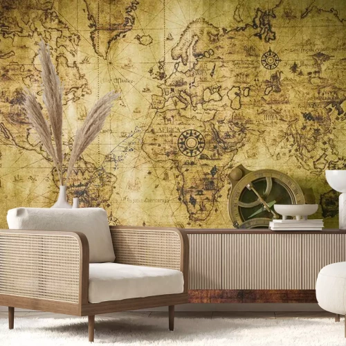 Papier peint  Vieille carte avec boussole
