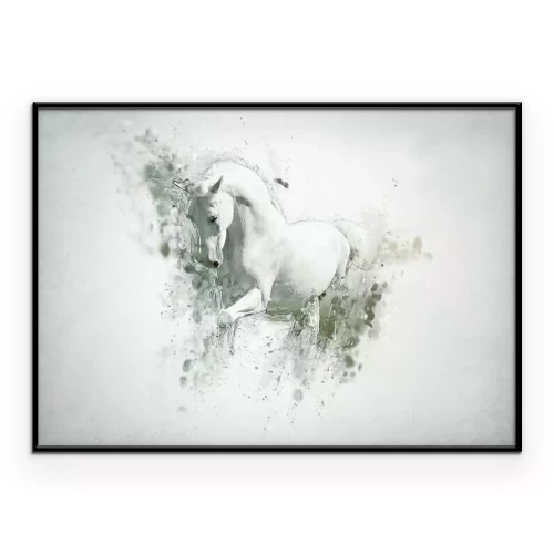 Poster  Un cheval blanc sur un fond flou