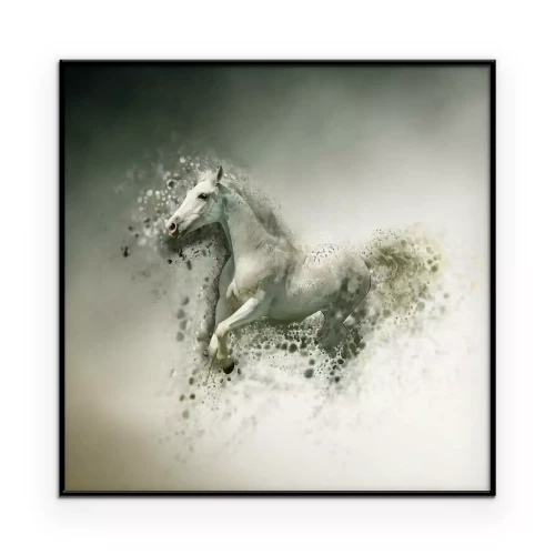 Poster  Graphique d'un cheval blanc dans un style abstrait
