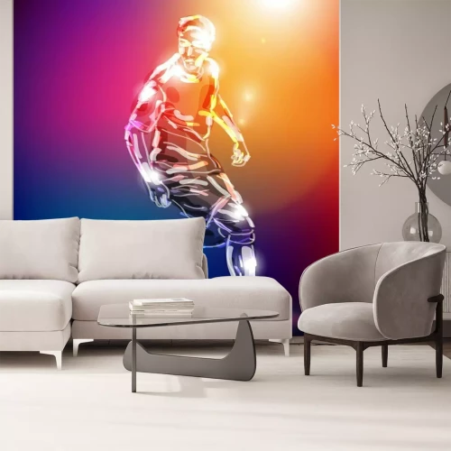 Papier peint  Joueur de football sur fond multicolore