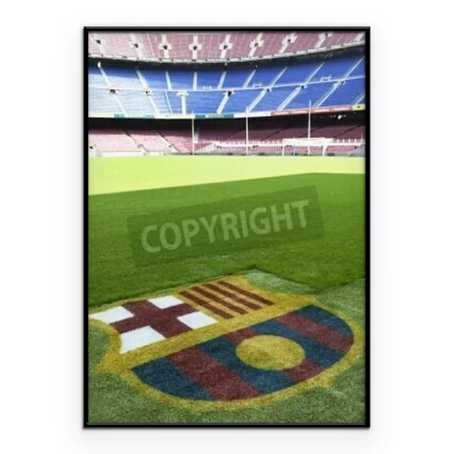 Poster  L'écusson du FC Barcelone sur le terrain de football