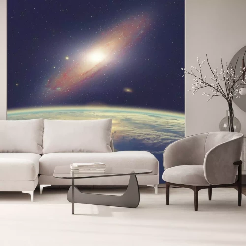 Papier peint  Lever de soleil sur la Terre avec vue sur la galaxie