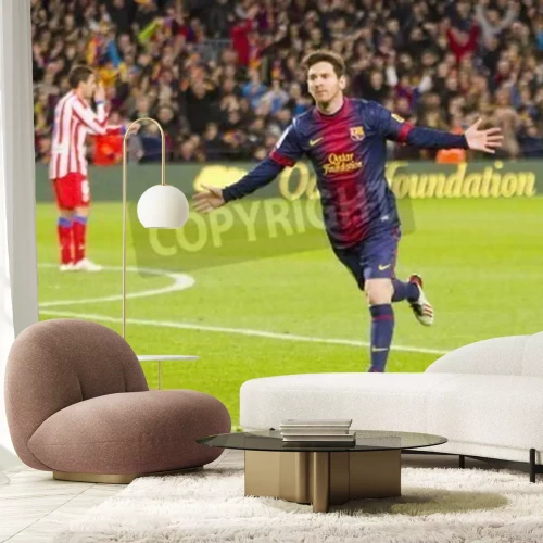 Papier peint  Messi court sur le terrain
