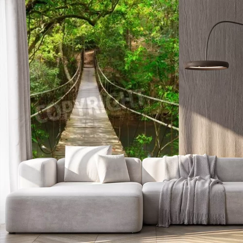 Papier peint  Le pont de la jungle dans la journée ensoleillée