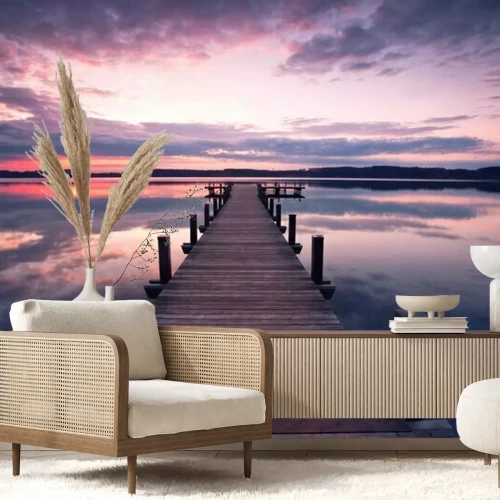 Papier peint  Passerelle et ciel violacé